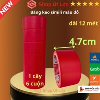 Băng keo simili màu đỏ, rộng 4.7cm, dài 12 mét, lõi giấy 3mm, 1 cây 6 cuộn, giá tại xưởng
