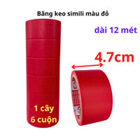 Băng keo simili màu đỏ, rộng 4.7cm, dài 12 mét, lõi giấy 3mm, 1 cây 6 cuộn, giá tại xưởng - Tân An An