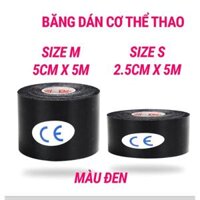 Bang keo the thao quấn cổ chân giày đá bóng tự dính, băng cuốn bó gối dán cơ thể thao cổ tay ngón tay - Màu Đen Đ0,Rộng 2.5cm Dài 5m