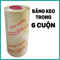 Băng keo trong - băng keo đục 200y ( cây 6 cuộn/1.8kg)