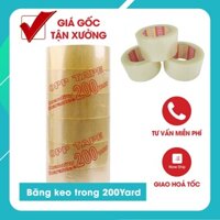 BĂNG KEO TRONG, ĐỤC,VÀNG CHANH, 200YARD, NẶNG 2KG, GỒM 6 CUỘN