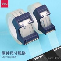 Băng keo trong suốt Deli cho sinh viên, băng keo mạnh 12mm/18mm, băng keo chống nước, băng keo vô hình, băng keo một mặt nhỏ, máy cắt băng, giá đỡ băng keo nhỏ gọn và tiện lợi cho sử dụng tại nhà