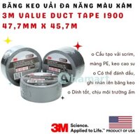 Băng keo vải đa năng 3M Value Duct Tape 1900 47,7mm x 45,7m màu xám - 39099781 Yêu thích
