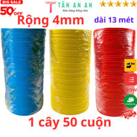 Băng keo vải màu vàng, xanh dương, đỏ, rộng 4mm, dài 13 mét, lõi giấy 3mm - 1 cây có 50 cuộn - Tân An An