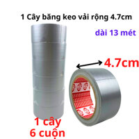 Băng keo vải màu xám, rộng 4.7cm, dài 13 mét, lõi giấy 3mm - 1 cây có 6 cuộn - Siêu Thị Băng Keo
