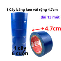 Băng keo vải màu xanh dương, rộng 4.7cm, dài 13 mét, lõi giấy 3mm - 1 cây có 6 cuộn - Tân An An