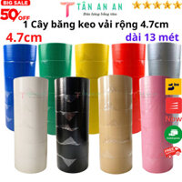 Băng keo vải nhiều màu, rộng 4.7cm, dài 13 mét, lõi giấy 3mm - 1 cây có 6 cuộn - Tân An An