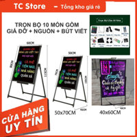 Bảng Led Huỳnh Quang, Bảng Viết Dạ Quang 60x80cm, 50x70cm, 30x40cm ( Tặng kèm chân giá + 10 bút + Điều khiển + khăn lau)
