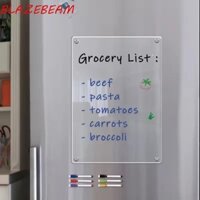 Bảng lịch BLAZEBEAM, Nhãn dán tủ lạnh Acrylic hình chữ nhật, Bảng thông báo có bút và xóa Menu tủ lạnh trong suốt có thể tái sử dụng tại nhà