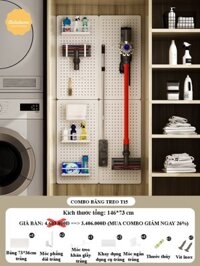 Bảng lỗ Pegboard Dola Home kim loại cao cấp. Kệ để máy hút bụi Dyson, đồ dùng gia đình và dụng cụ vệ sinh nhà cửa - Combo T15
