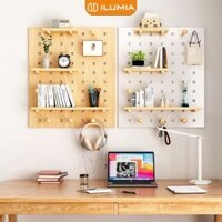 Bảng lỗ PEGBOARD, giá gỗ treo tường để đồ dùng, treo tranh ảnh, thương hiệu ILUMIA - GP295