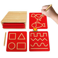 Bảng luyện nét chữ cơ bản cho bé mới tập viết, đồ chơi gỗ montessori