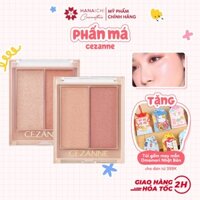 Bảng má kem Cezanne 2 ô phấn má + highlight dạng kem phấn tiện dụng 5,9g - nội địa Nhật Bản