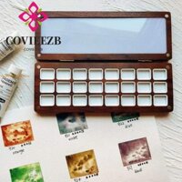 Bảng Màu Nước Di Động COVIEEZB, 24 Lưới Có Nắp Khay Sơn Gỗ, Trống Chất Lượng Cao Chắc Chắn Dễ Dàng Mang Theo Tranh Hộp Sắc Tố Vật Dụng Nghệ Thuật