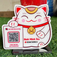 Bảng mica in mã QR mèo thần tài, in tài khoản ngân hàng theo yêu cầu bền đẹp chắc chắn