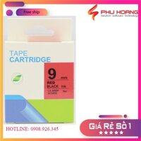 Băng mực in nhãn SC9RW/LK-3RBP sử dụng cho máy in Tepra và Espon chữ đen nền đỏ 9mm x 8m