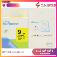 Băng mực in nhãn SC9YW/LK-3YBW sử dụng cho máy in Tepra và Espon chữ đen nền vàng khổ rộng 9mm x 8m
