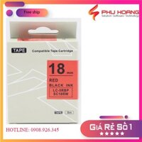 Băng mực in nhãn SC18RW/LC-5RBP sử dụng cho máy in Tepra và Espon chữ đen nền đỏ khổ rộng 18mm