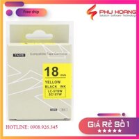 Băng mực in nhãn SC18YW/LC-5YBW sử dụng cho máy in Tepra và Espon chữ đen nền vàng 18mm x 8m