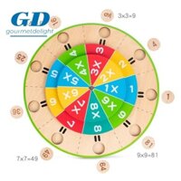 Bảng nhân bàn xoay GOURMETDELIGHT, Đồ chơi toán học Montessori Đồ chơi số học bằng gỗ, Bàn nhân Đồ chơi học tập giáo dục sớm Trò chơi tính toán mầm non