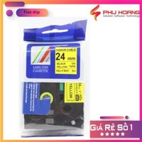Băng nhãn Brother Nhãn in Hze-FX651 ( Tze-FX651, Tz2-FX651), 24mm*8m, chữ đen nền vàng, Black on Yellow, siêu dẻo