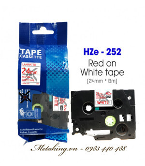 Băng nhãn Brother TZe-252 24mm x 8m Chữ đỏ trên nền trắng