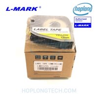 Băng nhãn in LM412YL cho máy in ống lồng đầu cốt LK320, 12mm x 8m - Màu vàng L-mark