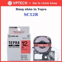 Băng nhãn in Tepra SC12R (chữ đen nền đỏ 12mm) - Hàng chính hãng Tepra