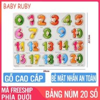 Bảng Núm Gỗ Xếp Hình - Cho Bé Chủ Đề 20 Số gỗ cao cấp bề mặt nhẵn min -  đồ chơi trí tuệ cho bé bảng chữ cái cho bé bảng chữ cái tiếng việt bang chu cai cho be bảng chữ cái thông minh bằng gỗ đồ chơi gỗ - Baby Ruby