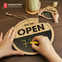 Bảng Open Closed 2 Mặt Viết Phấn Bằng Gỗ SAN-OC07, decor trang trí treo tường có kèm phấn viết bảng đen