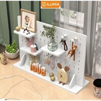 Bảng pegboard để bàn làm việc, kệ treo tường trang trí decor phòng thương hiệu Ilumia- IG417