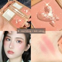 Bảng phấn bắt sáng & má hồng, tạo khối Xixi - Blushing & Highlight 2in1