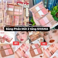 Bảng Phấn Mắt 2 Tầng SIVANNA 15 Màu đa Chức Năng Phấn Bắt Sáng Tạo khối Phấn Má Hồng