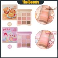 Bảng Phấn Mắt 9 Ô Odbo OD2024 Kitten Day & Puppy Day Mèo & Cún Con Cho Mắt, Má Hồng Thái Lan