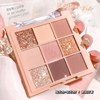 Bảng phấn mắt chín màu INS, phấn má hồng, phấn highlighter, bảng phấn tất cả trong một, màu nâu kim cương giả, tông đất, lì, lâu trôi, giá cả phải chăng cho sinh viên