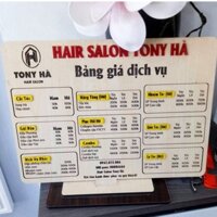 Bảng Salon Tóc Gỗ - Menu Salon Tóc Khổ A3