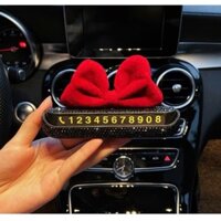 Bảng số đá nơ nhung đỏ decor xe hơi hiển thị số điện thoại chủ xe