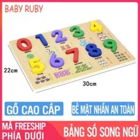 Bảng Số Học Cho Bé - Song Ngữ Gỗ Cao Cấp giúp bé học cả tiếng anh - Bảng chữ cái thông minh đồ chơi gỗ thông minh cho bé bảng gỗ cho bé học bảng chữ số bằng gỗ bảng chữ số cho bé bảng ghép chữ cái và số - Baby Ruby