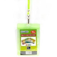 Bảng Tên Nhựa 2 Mặt Dọc - Dây Lụa Sọc - Kejea - Màu Xanh Lá