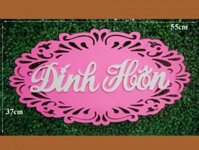 Bảng tên tân hôn treo cổng hoa cưới màu hồng phấn - Mã: BT-06