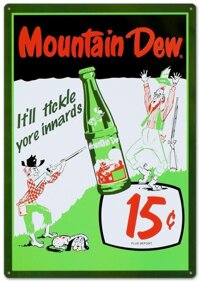 Bảng Thiếc Mountain Dew Soda 15 Xu
