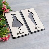 Bảng toilet bằng gỗ phân biệt nhà vệ sinh Nam Nữ VIAN60