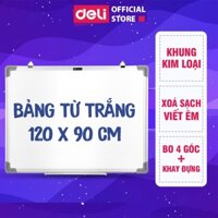 Bảng Trắng Mica 90x120cm Deli Viết Bút Lông Viền Nhôm Bảng Từ Treo Tường Bảng Viết Bút Lông Tặng Khay Đựng Bút