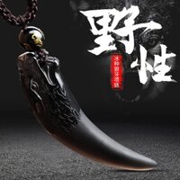 Băng Tự Nhiên Obsidian Sói Răng Mặt Dây Chuyền Nam Độc Đoán Món Quà Sinh Nhật May Mắn Chuyển Vòng Cổ