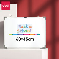 Bảng từ trắng treo tường viết bút lông Deli Nhiều kích cỡ - Dùng Cho Văn Phòng, Trường Học, Tập Vẽ, Ghi Chú Công Thức Nấu Ăn, Trang Trí Nhà Cửa - 45cm x 60cm