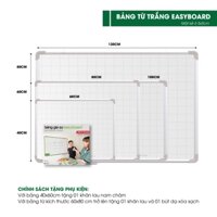 Bảng Từ Trắng Viết Bút Lông Easyboard Tân Hà - KThước 40x60, 60x80, 60x100, 80x120cm - Tặng Phụ Kiện