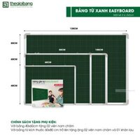 Bảng Từ Xanh Easyboard Tân Hà - KT 40x60cm, 60x80cm, 60x100cm, 80x120cm - Bảng Xanh Viết Phấn - Tặng Phụ Kiện - 60x80cm - 2x2cm