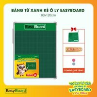Bảng Từ Xanh Easyboard Tân Hà - KT 40x60cm, 60x80cm, 60x100cm, 80x120cm - Bảng Xanh Viết Phấn - Tặng Phụ Kiện - 80x120cm - 2x2cm