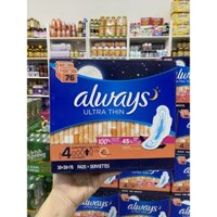 Băng vệ sinh ALWAYS ULTRA THIN OVERNIGHT CÓ CÁNH BAN ĐÊM ( 38 - 76 Miếng )_ NHẬP MỸ🗽✈️Độc đáo, siêu mỏng, thấm hút nhanh