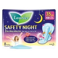 Băng vệ sinh ban đêm Laurier Safety Night chống tràn có cánh 8 miếng